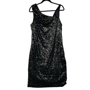 Calvin Klein Silk Combo Sequence Sleeveless Cocktail Dress Women’s Size 14 W